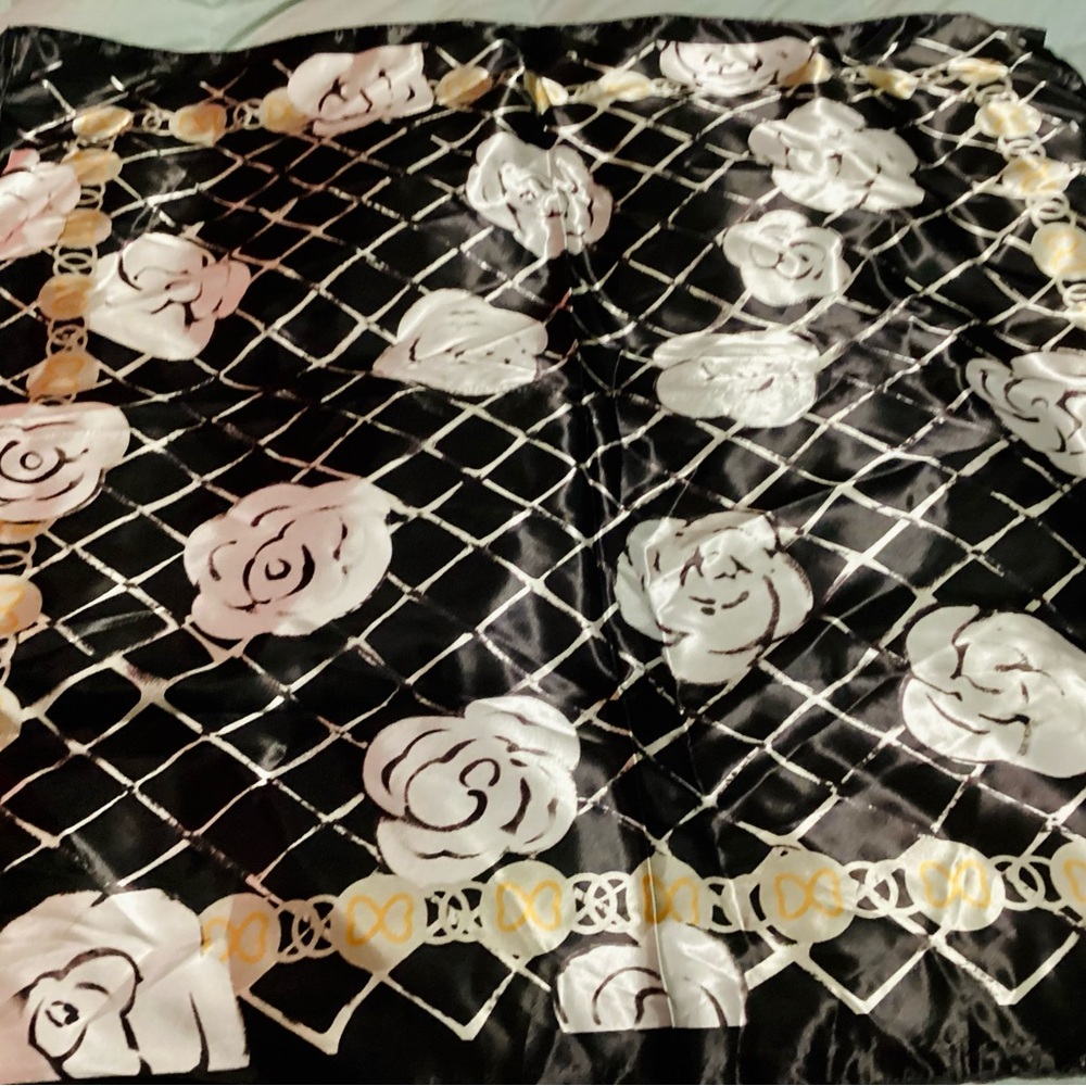 Elegant Black and White Floral Scarf